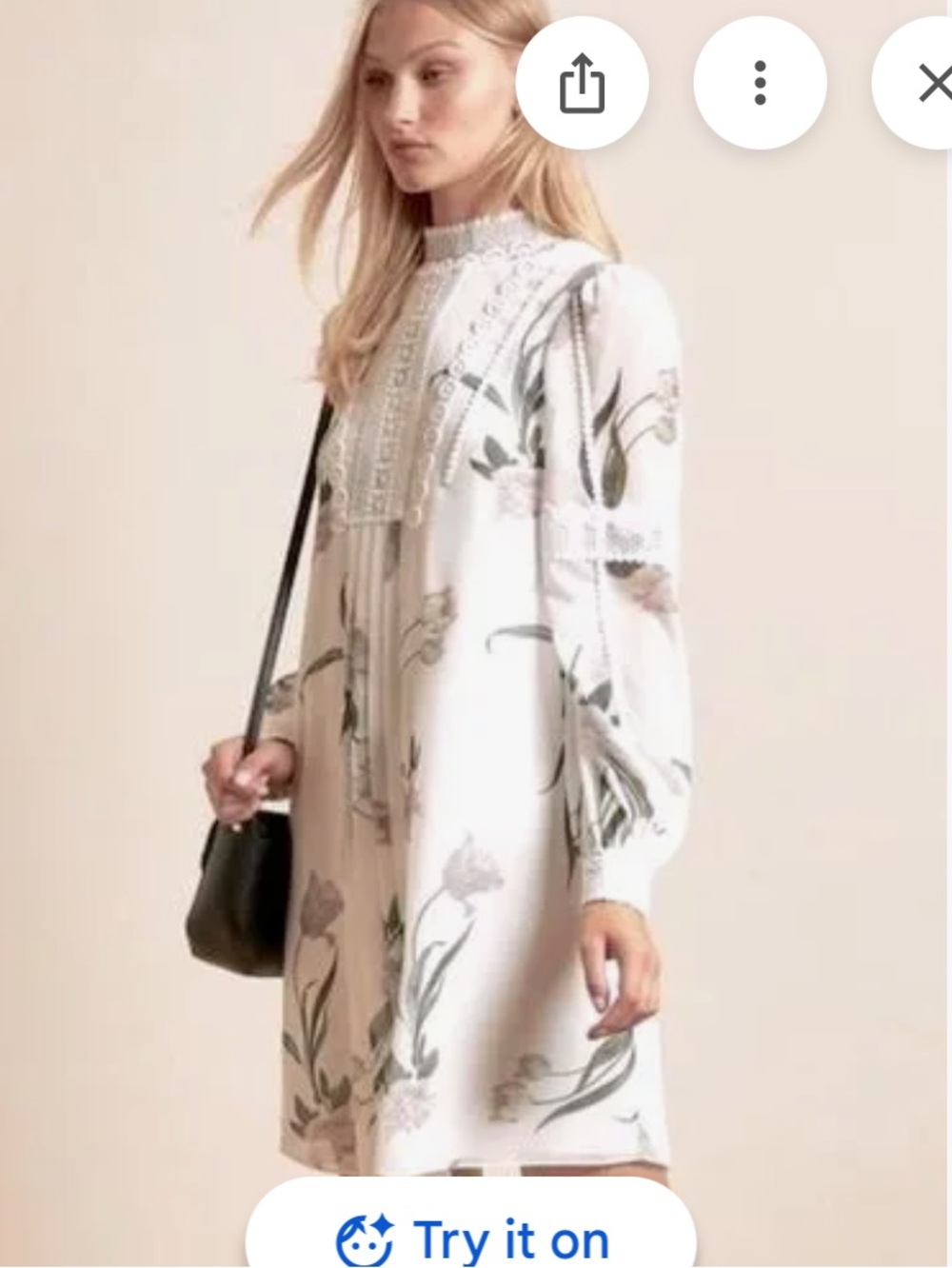 Ted Baker White Floral Lace-Trim Long Sleeve Dress